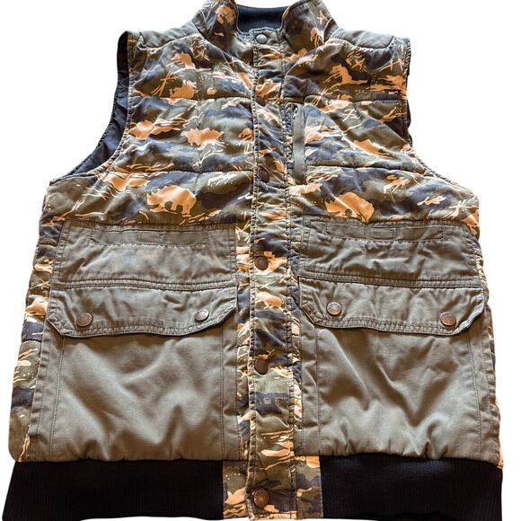 Ecko Unltd Camo Puffer Vest Muted Green Military Sz Large Y2K - Picture 1 of 11